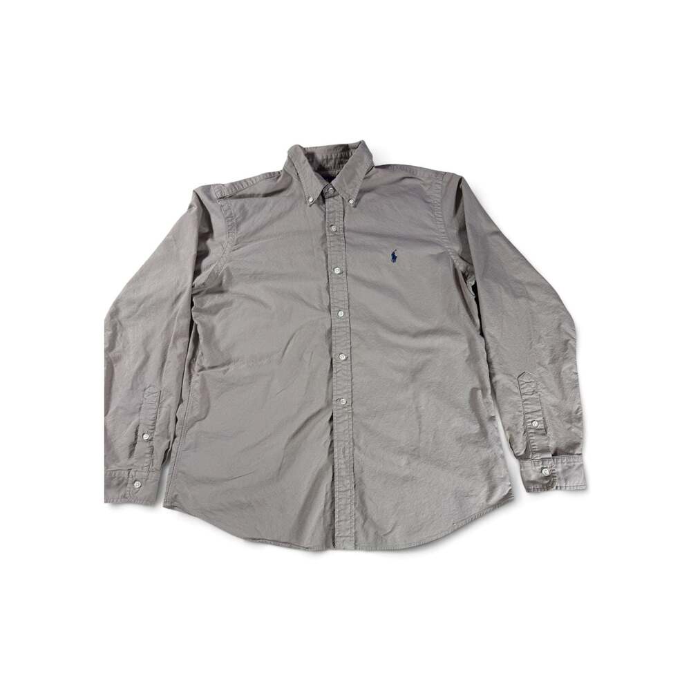 Polo Ralph Lauren Mens L Classic Fit Button Down Shirt Taupe Gray Cotton Pony